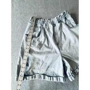 Vintage 80s Womens High Waist Paper Bag Acid Wash Denim Shorts Baggy Large thumbnail 5
