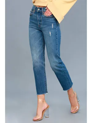 Levi’s Wedgie Straight Jeans 25 Lasting Impression Distressed Raw Hem $98 thumbnail 12