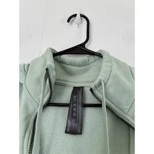 Core10‎ Womens Cropped Full Zip Hoodie Sage Green Relaxed Fit Sweatshirt M thumbnail 6