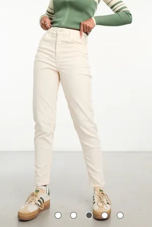 Levis High Waisted Mom Jean in Cream Cord thumbnail 1