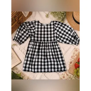 Gingham Puff Sleeve Babydoll Dress Black White Size S San Jose The Label thumbnail 6