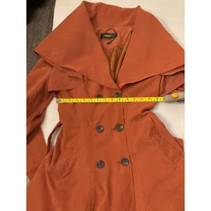 Brown Double Breasted Capelet Trench Coat S NEW Classic Retro Glam Preppy Retro thumbnail 10