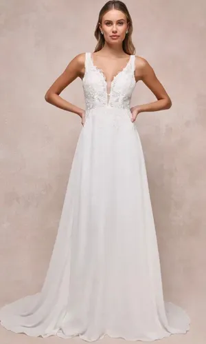 Lulus New Forever Promised White Chiffon Embroidered Sequin Maxi Dress thumbnail 1