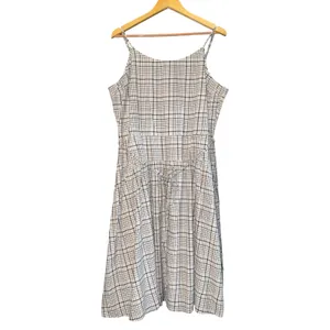 New Free Assembly Plaid Midi Dress XXL Picnic Sundress Smocked Clean Girl Preppy thumbnail 2