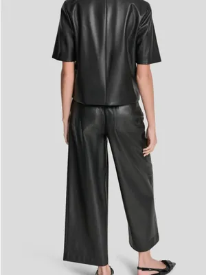 NWT DKNY Jeans Short Sleeve Faux Leather Jacket Small, BLACK/ SHINY SILVER thumbnail 7