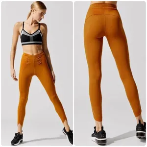 Nike Dri Fit Womens Faux Lace Western‎ Tulip Hem Leggings Size M Burnt Sienna thumbnail 2