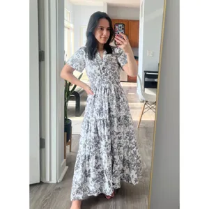 ANTHROPOLOGIE Somerset Maxi Dress in Grey Multi Size Small thumbnail 2