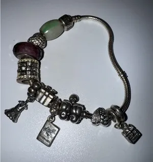 Pandora Bracelet with 10 charms Sterling Silver Passport Dress‎ Heart Gift 8" thumbnail 1