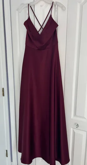 David's Bridal Dark Red/maroon Satin Dress thumbnail 1
