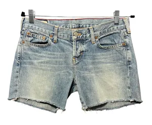 Vintage Abercrombie & Fitch Denim Shorts 4R Button Fly Made in USA Raw Hem Y2K‎ thumbnail 1