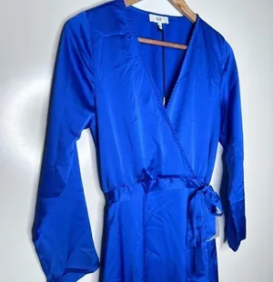 NSR / Napean Sea Rd Nordstrom NWT Royal Blue Faux Wrap Maxi Dress Size Small thumbnail 6