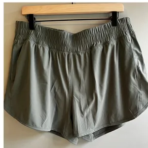 Athletic Running Shorts Elastic Waist Activewear Olive Green Sportswear XL thumbnail 1