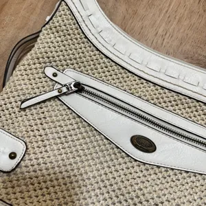 B.O.C. Born‎ Concept | White Woven Straw Mixed Media Cream Boho Crossbody Bag thumbnail 4
