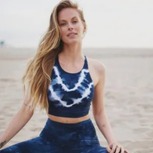 Electric Rose (REVOLVE) Grayson Crop Top Indigo Blue and Red Tie Dye thumbnail 2