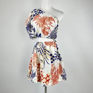 NWOT Farm Rio Mixed Lobsters One-Shoulder Linen Blend Mini Dress Size S thumbnail 2