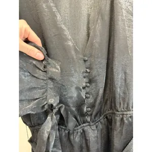 Lulus Moments of Love Black Satin Romper SzXL/14 NWT thumbnail 5