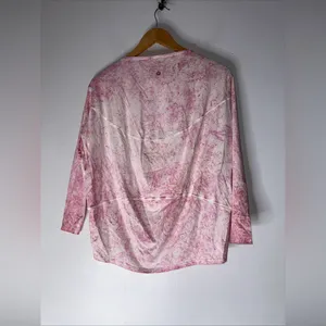 Lululemon Back in Action Long‎ Sleeve Shirt Size 2 Cirrus Wash White Pink Peony thumbnail 2