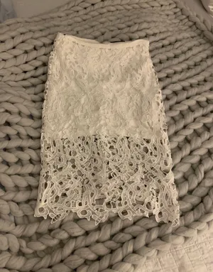 White Lace Midi Skirt thumbnail 1