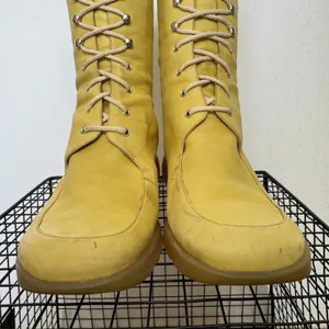 Vintage 1990s Bettye Muller Sedona Leather Lace Up Boots Italy Yellow Sz 7 thumbnail 12