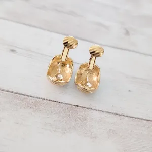 Vintage Clip On Earrings Stylish Chunky Large Statement Gold Tone Corrugated thumbnail 5