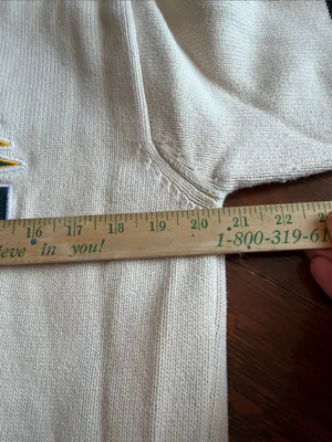 Lacoste Cream V-Neck Cardigan with Athletic Patch size medium thumbnail 10