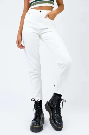 NWT Princess Polly Zaiden Straight Leg Jeans White Denim thumbnail 1
