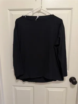 Lululemon Womens Back In Action Shirt Size 8 Pima Cotton Black Athleisure W3CE0S thumbnail 3