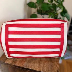 Kate Spade Kenneth Modern Tote Women XL‎ Red White Striped Nautical Shoulder Bag thumbnail 14