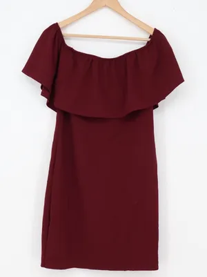 Ruby & Lace Dress Women's XL Burgundy Ruffle Off Shoulder Excellent thumbnail 1