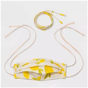 Wild Fable Size Small/Medium Fabric Mask Lemon Print Interchangeable Ties Cotton thumbnail 1