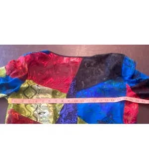 Chico's Y2K Silk Lace Burnout Velvet‎ Patchwork Artsy Boho Art to Wear Tie Front Top Med thumbnail 7