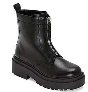 Arizona Black Xander Front Zipper Chunky Motorcycle Boots Size 8 thumbnail 1