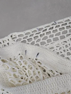Zara Crochet Open-Knit Long Sleeve Top & Shorts Set In White Size XS/S thumbnail 6