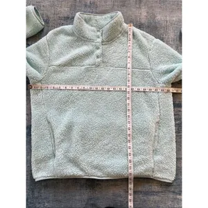 Eddie Bauer Light Aqua Blue Fleece 1/4 Snap Mock Neck Pullover Women's XL thumbnail 6