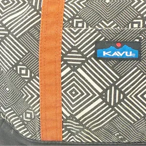 Kavu Black White Printed Snap Closure Tote Bag Large Compartment Travel thumbnail 2