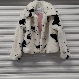 Juicy Couture Women’s Spotted Faux Fur Jacket White Black Cow Print Large Coat thumbnail 5