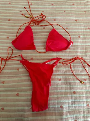 Bikini Set Halter Triangle Red Size M Size M thumbnail 1