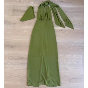 Meshki Maxi Dress Halter Gianna Size S Olive Green thumbnail 2