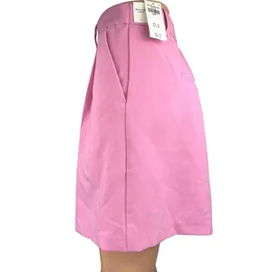 NEW Abercrombie & Fitch Pink High Waist Wide Leg Pleated Zipper Bermuda Shorts L thumbnail 2
