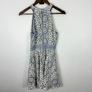 City Triangles XL Blue Lace Overlay Fit & Flare Dress‎ Crochet Boho Cottagecore thumbnail 3