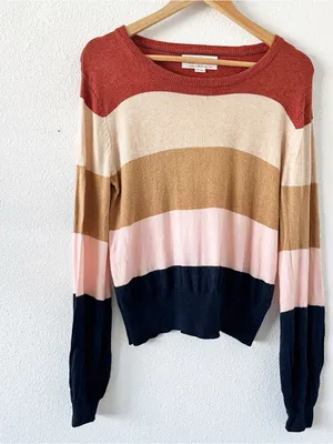 Birds of Paradis by Trovata Cashmere Blend Colorblock Striped Sweater thumbnail 2