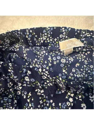 Michael Kors Navy Blue Floral Off Shoulder Blouse Womens XS thumbnail 6