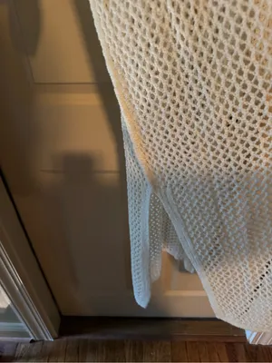 POL Open-Knit Cream Long Duster Cardigan thumbnail 4
