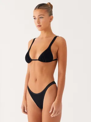 NWT Hollister Ribbed Double-Strap Cheeky Bikini Bottom - Black - S thumbnail 3