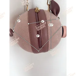 Pink Mauve PU Suede Pig Shoulder Wrist Hand Bag Cosmetic Handbag Purse thumbnail 7