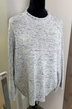 Jack by BB Dakota Grey Speckled Sweater Mock Crewneck Knit‎ Neutral Capsule L thumbnail 1