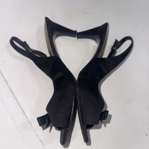 Coach & Four Black Classic Square Slingback Bow Minimalist Career Kitten Heels 9 thumbnail 4