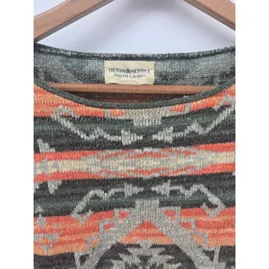 Denim & Supply Ralph Lauren Sweater Womens S Southwestern Aztec Orange EUC thumbnail 2