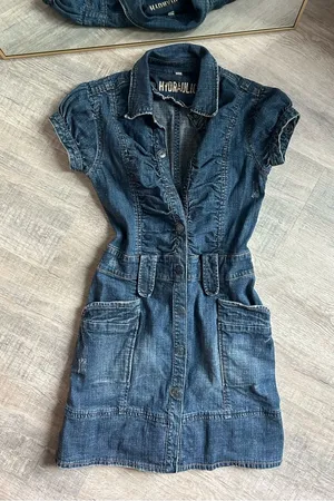 Vintage Hydraulic Y2K Denim Short Sleeve Button Down Mini Dress Size 0 XS thumbnail 1