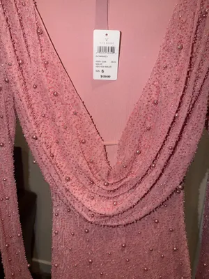 Brand New Windsor Long Sleeve Faux Pearl Beaded Mini Dress Size Small thumbnail 3